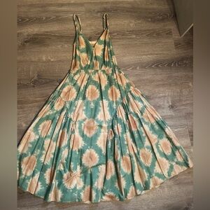 Ulla Johnson Green and Tan Midi Dress